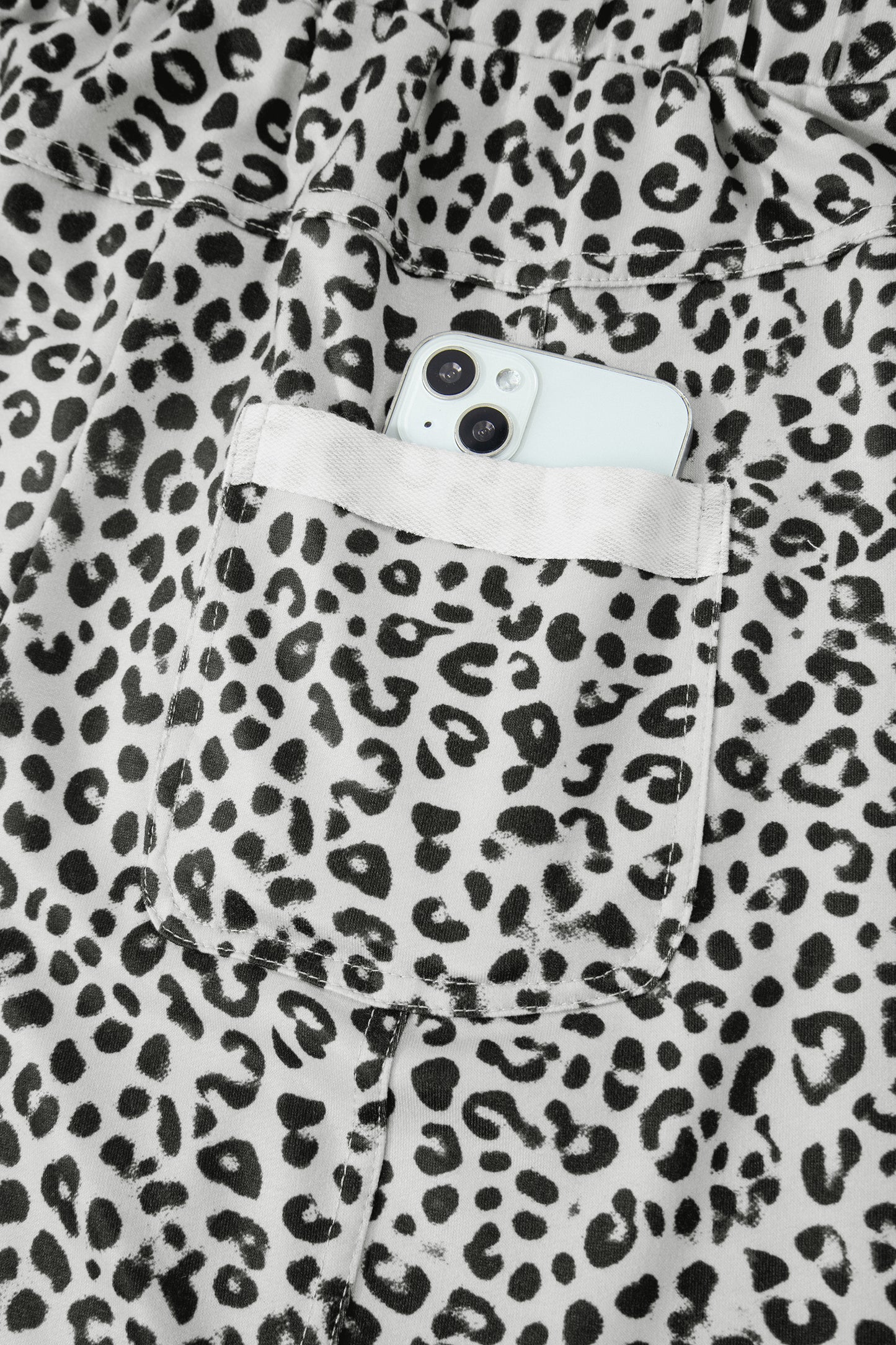 Animal Print Wide Leg Terry Knit Pants
