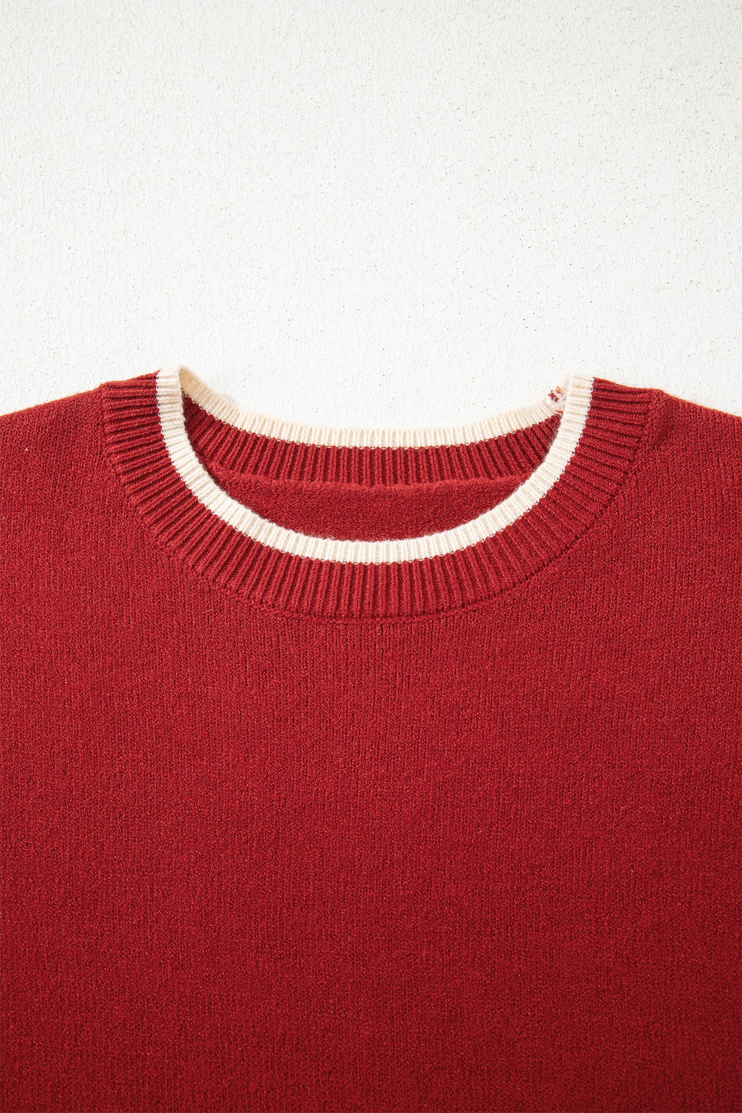 Leopard Bow Split Cuff Contrast Trim Sweater