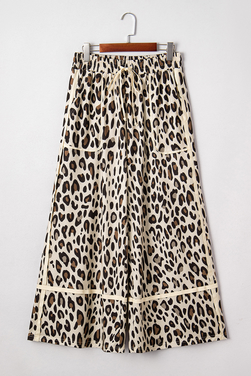 Wide Leg Cropped Pants Leopard Print High Waist Women S–XL