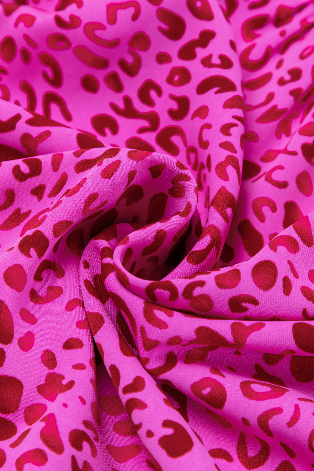 Rose Red Leopard Print Ruffled Trim Flutter Sleeve Frilled Neck Tiered Maxi Dress