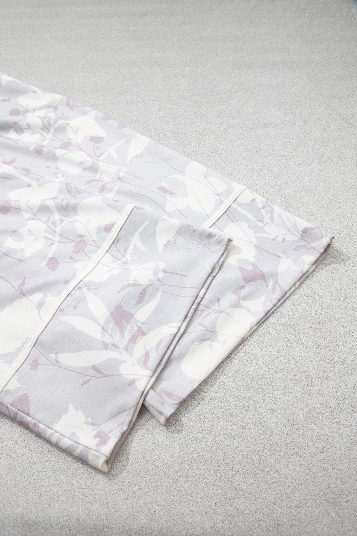 Womens Floral Print Wide Leg Ankle Length Pants S to XL