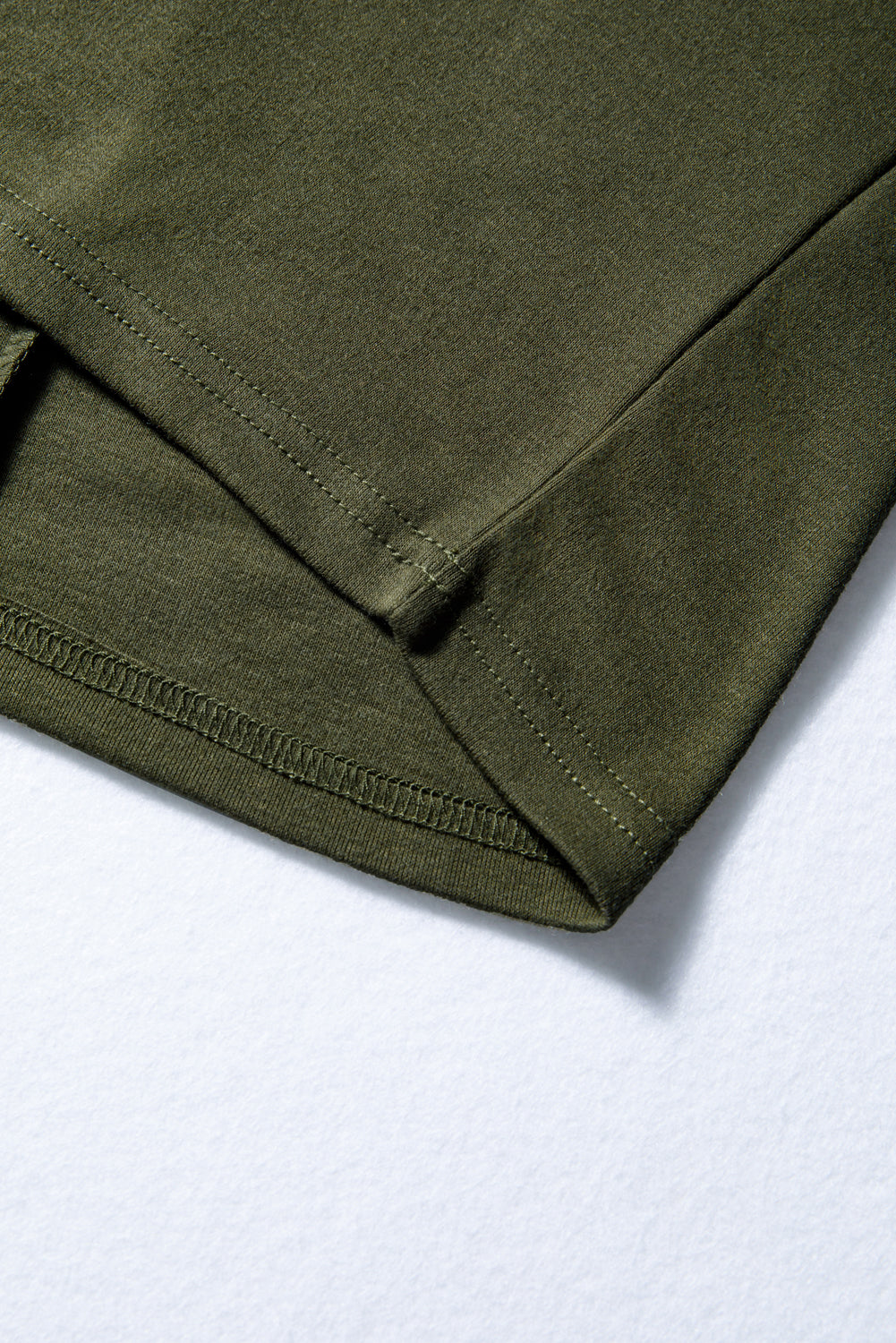 Solid Color Extended Cuff Long-Sleeve Pullover Top | Khaki Green