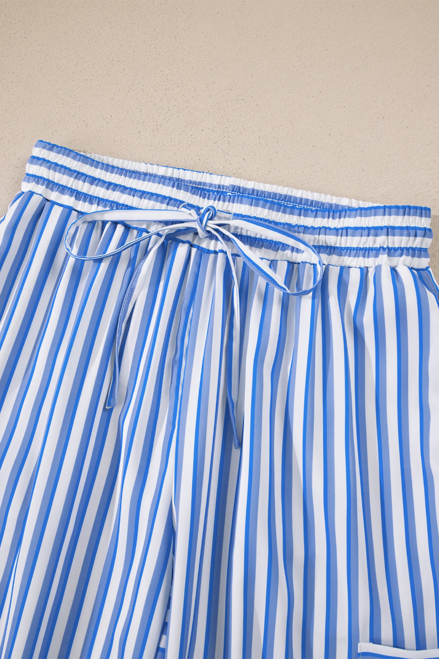 Light Blue Stripe Wide Leg Ankle Pants Women S–XL