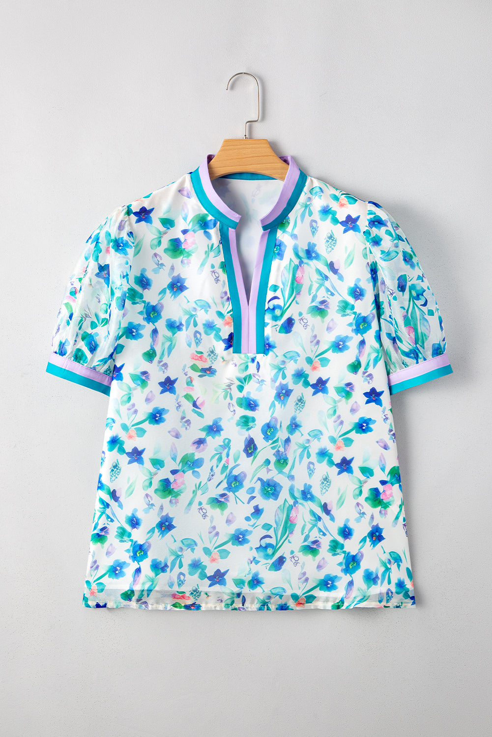 Plus Size Floral Puff Sleeve Blouse Women 1X–4X