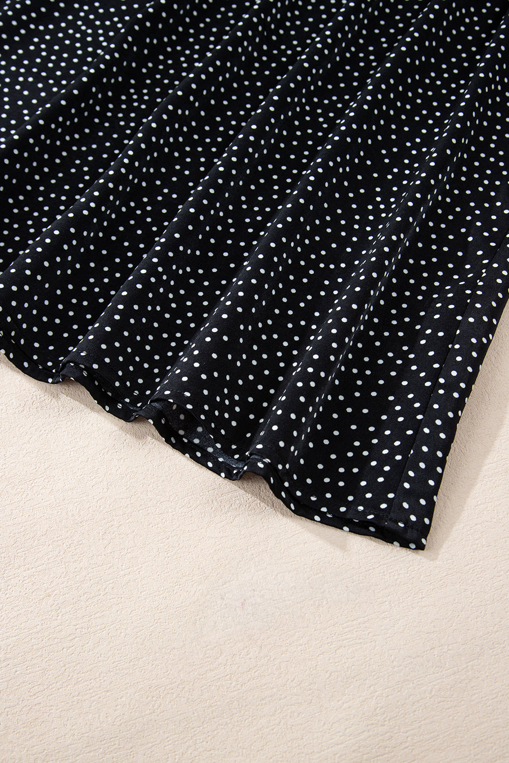 Pin Dot Notch V-Neck Puff Sleeve Blouse | Plus Size | Black & White | 1X–4X