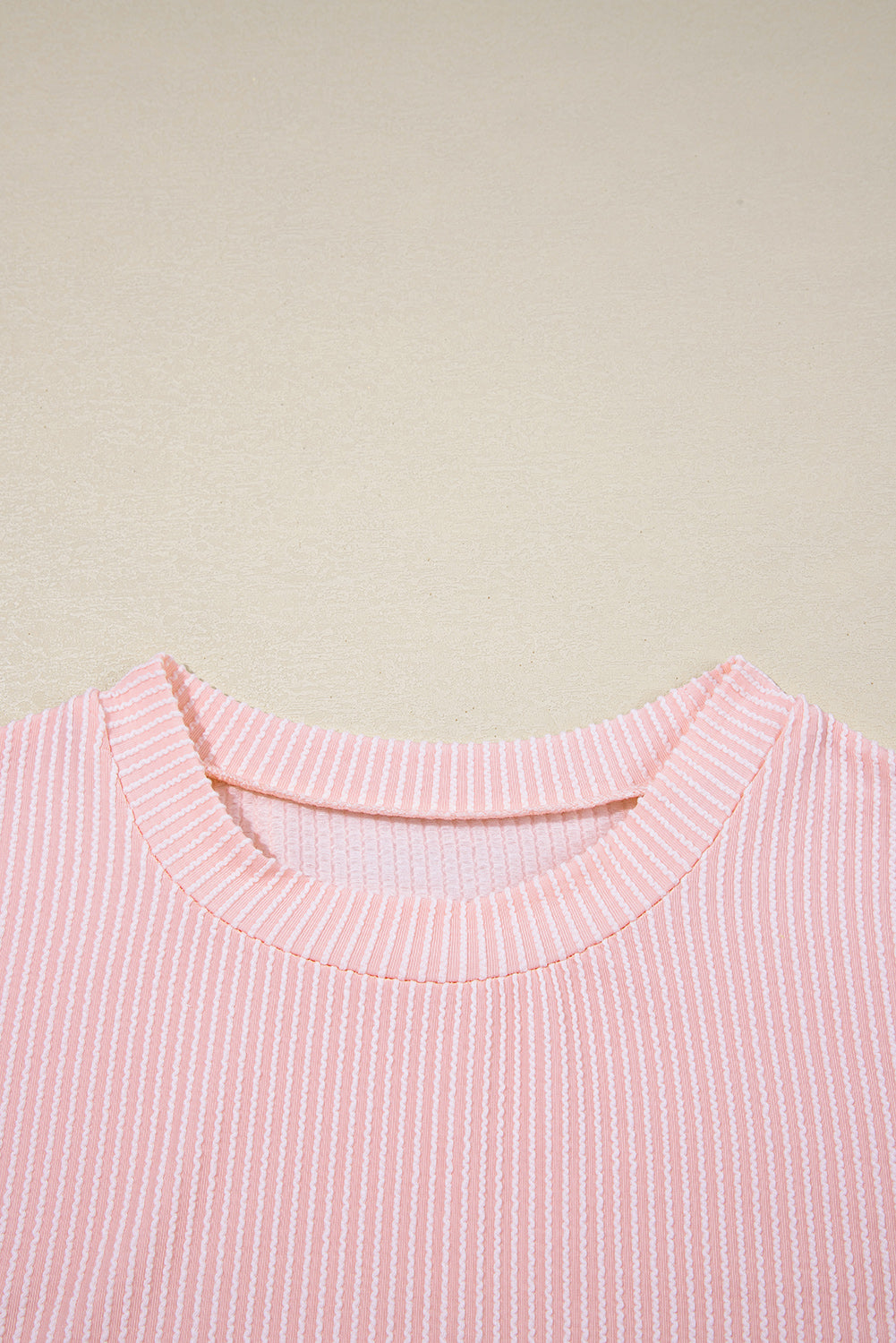 Corded Knit Color Block Pocketed Crew Neck Tee