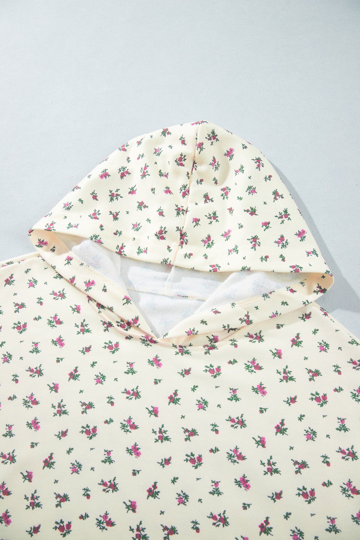 Womens Plus Size Beige Floral Hoodie and Shorts Set 1X to 4X