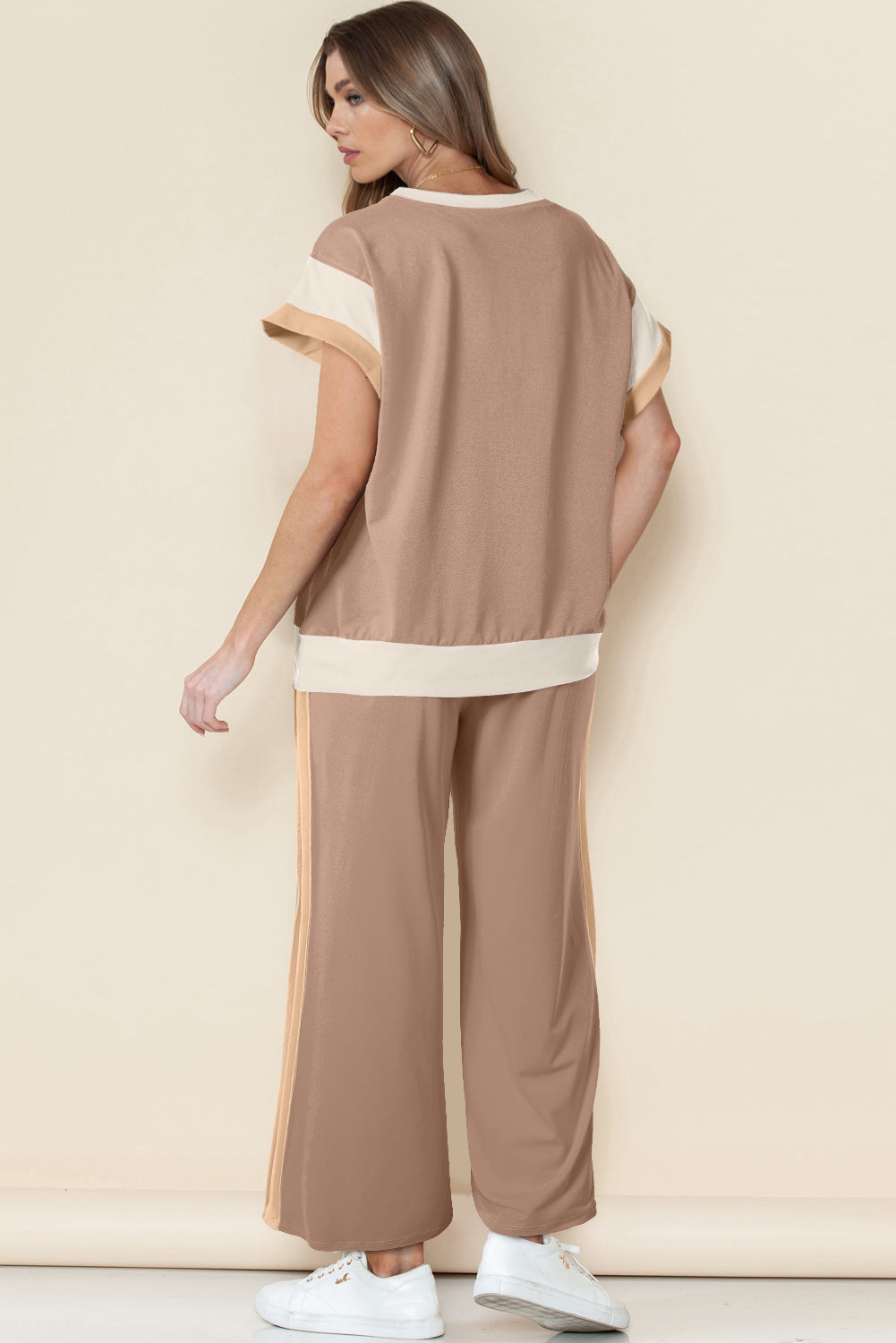 Color Block Crew Neck Cap Sleeve Top & Ankle Wide Leg Pants Set | S–2XL | 7 Colours
