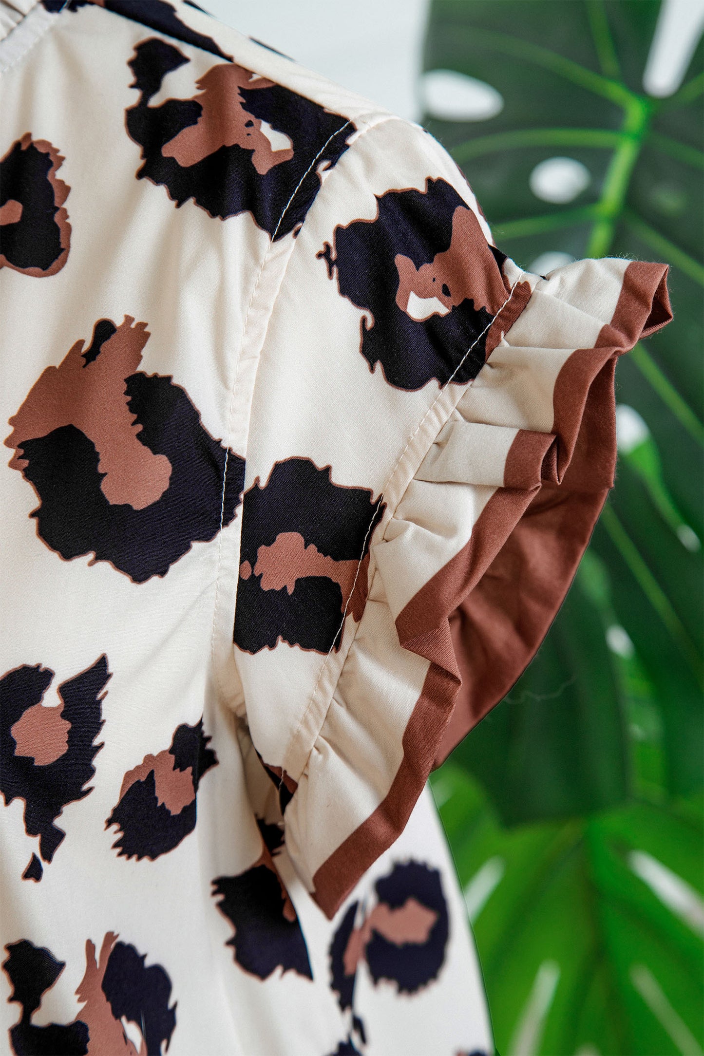 Leopard Print Ruffle Sleeve Blouse Women S–XL