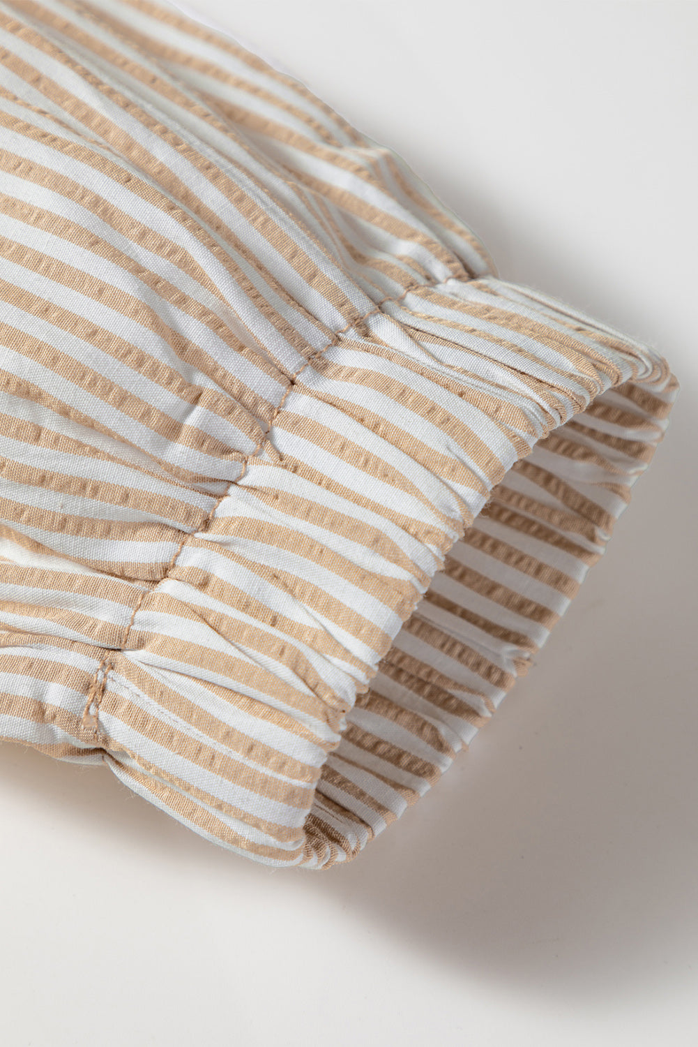 Beige Quarter Zip Striped Patchwork Drop Shoulder Loose Long Sleeve Top