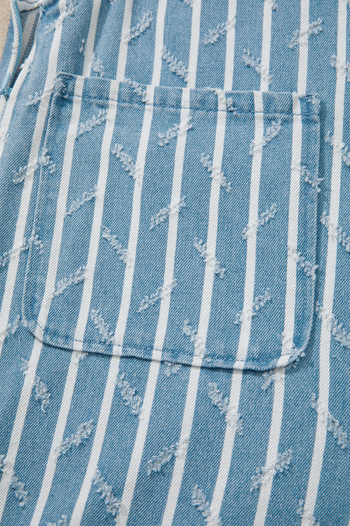 Light Denim Striped Wide Leg Overalls Women S–XL