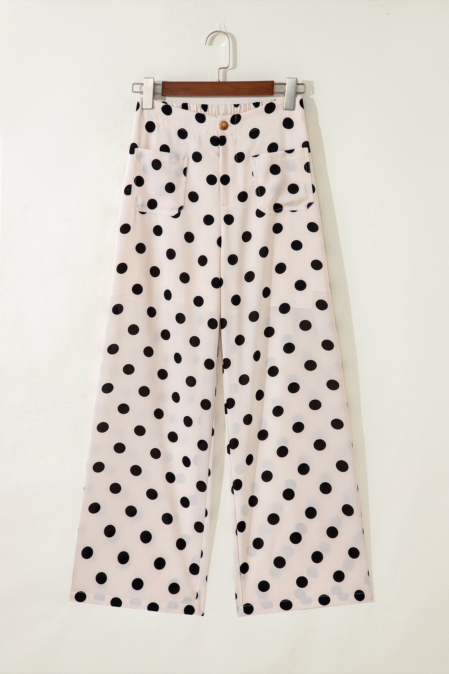 Polka Dot Cropped Pants Women Light Blue White S–XL