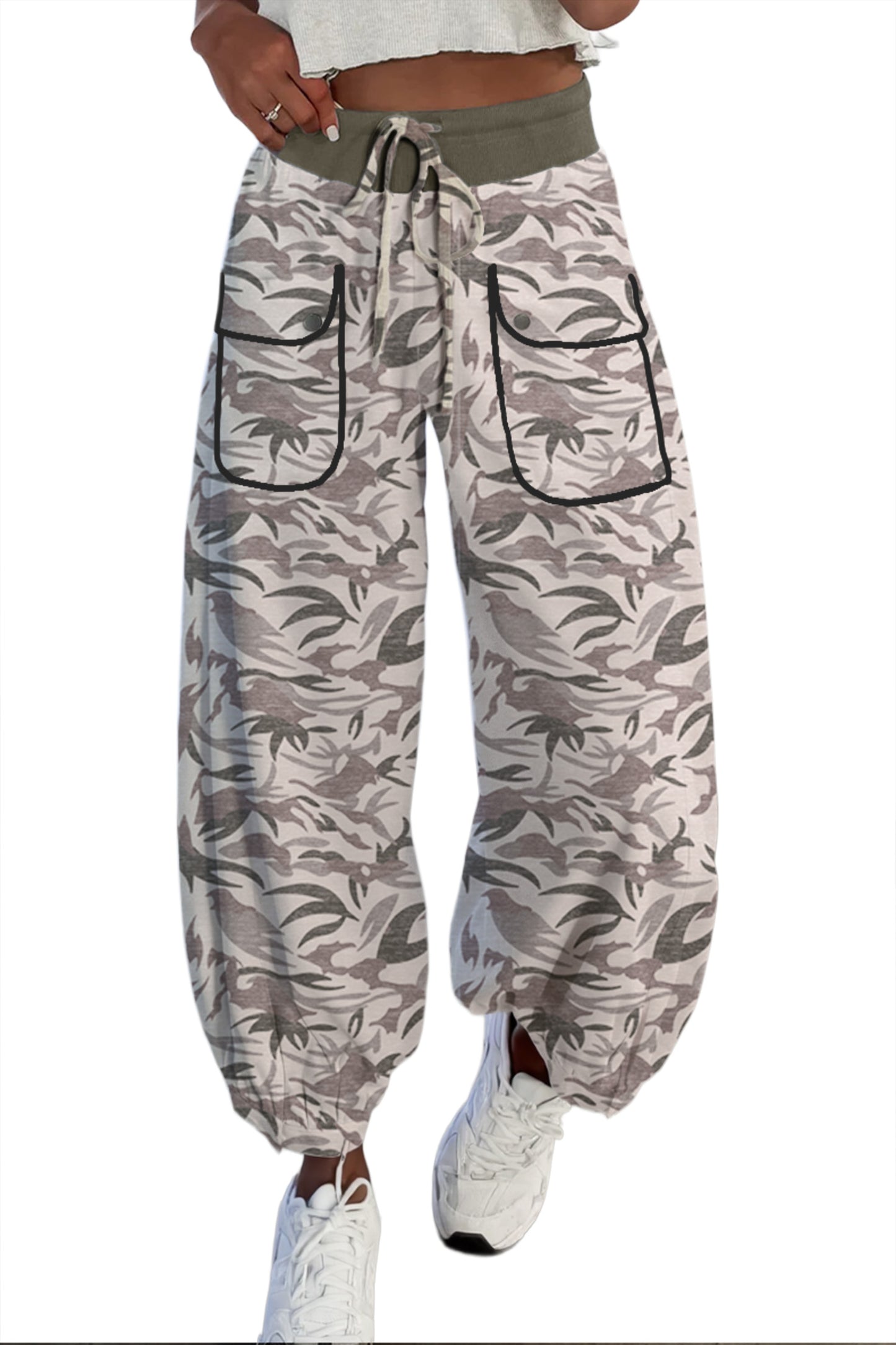 Womens Printed Cargo Barrel Pants S–XL