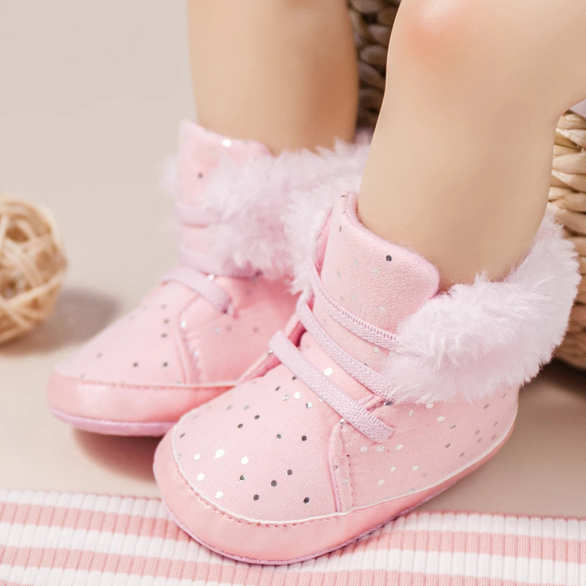 KIDSUN 2021 Winter New Baby Booties Boy Girl Boots Cotton Soft-Sole Non-Slip Warm Toddler First Walkers Infant Crib Shoes
