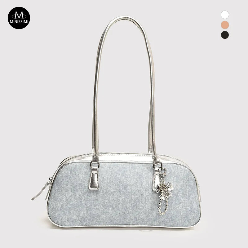 Women's Vegan Leather Shoulder Bag - Trendy Handbag with Zip Closure