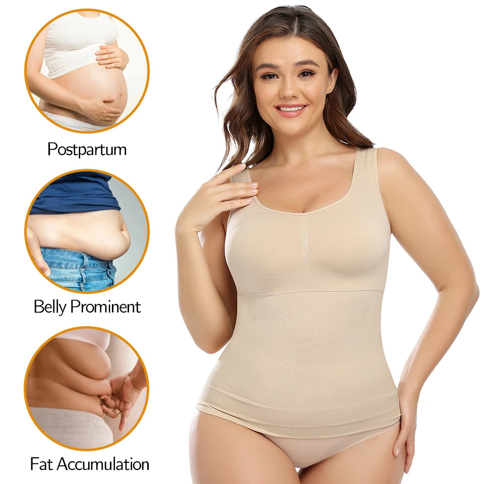 Shapewear Quality Women Tummy Control Built-in Bra Shaping Tank Slimming Body Compression Underwear