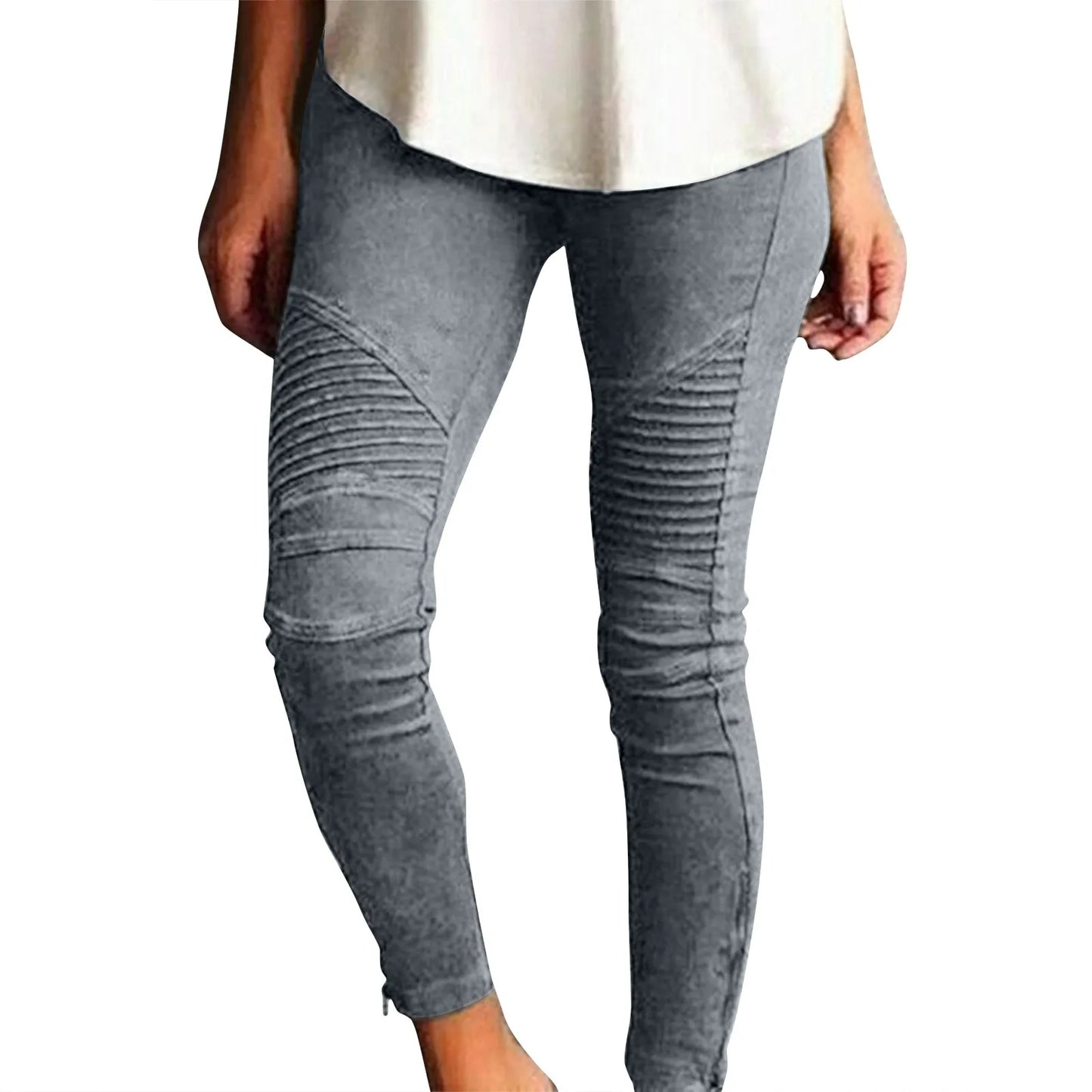 Women's Stretch Pants Casual Striped Decoration Slim Trendy Skinny Straight Leg Pants. S-5xL