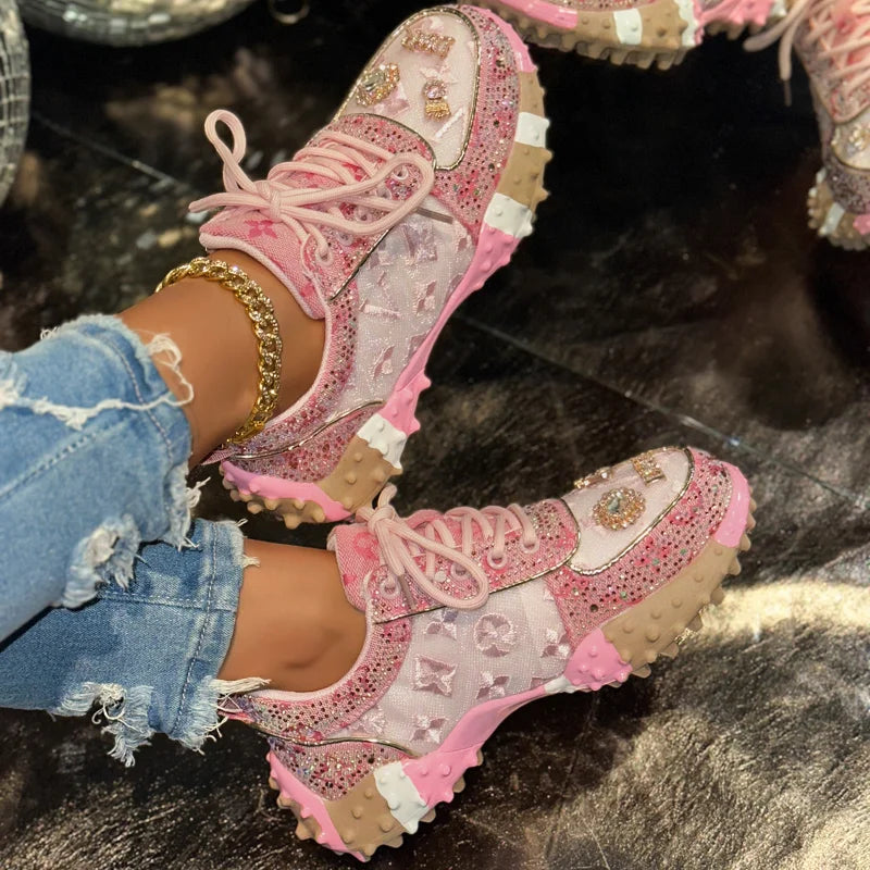 Women's Casual Sneakers Fashion Luxury Rhinestone Ladies Shoes 2025 New Outdoor Platform Female Sports Shoes Zapatos Mujer