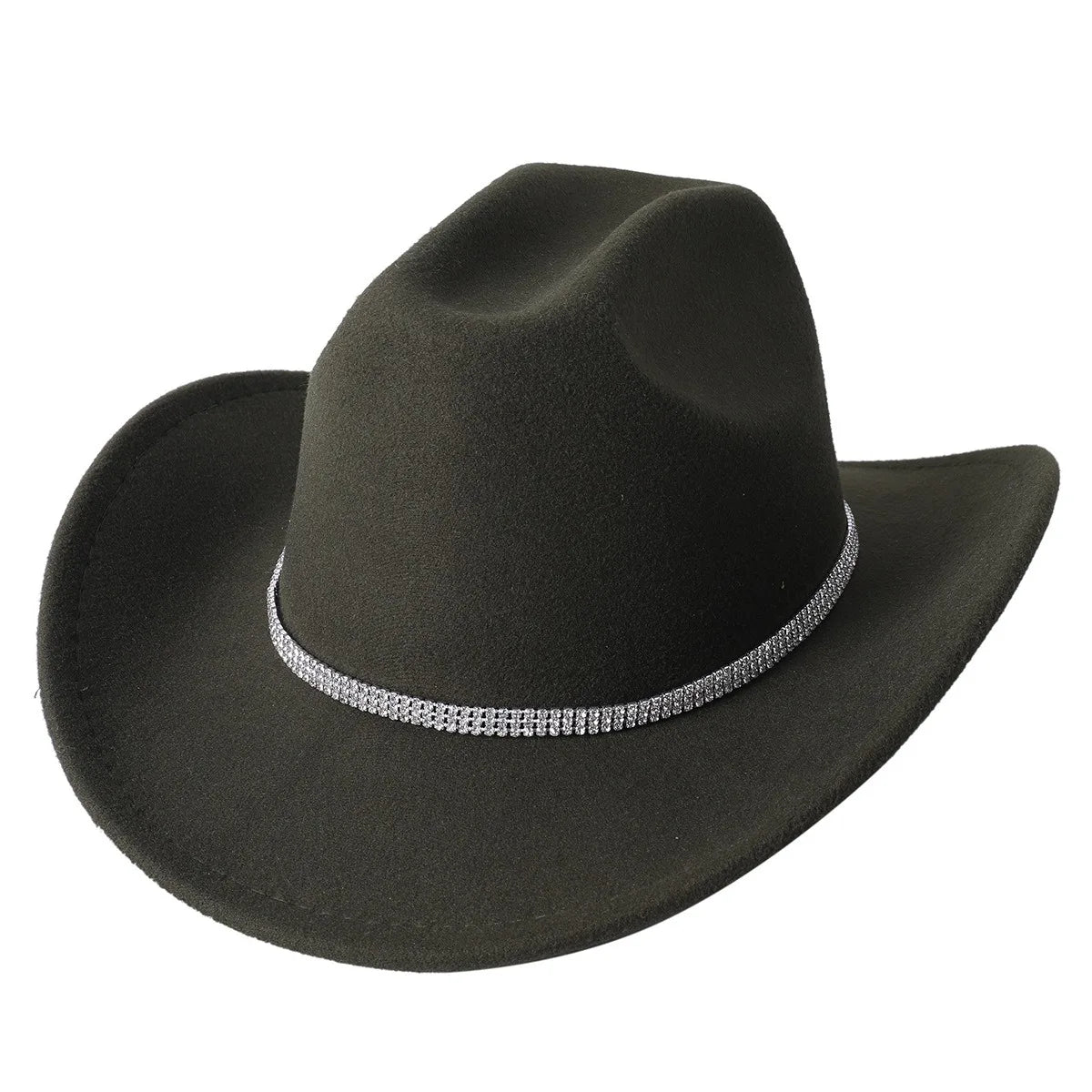 Fashion Rhinestone Cowboy Hat for Women Shape able Wide Brim - Felt Western Cowgirl Hats