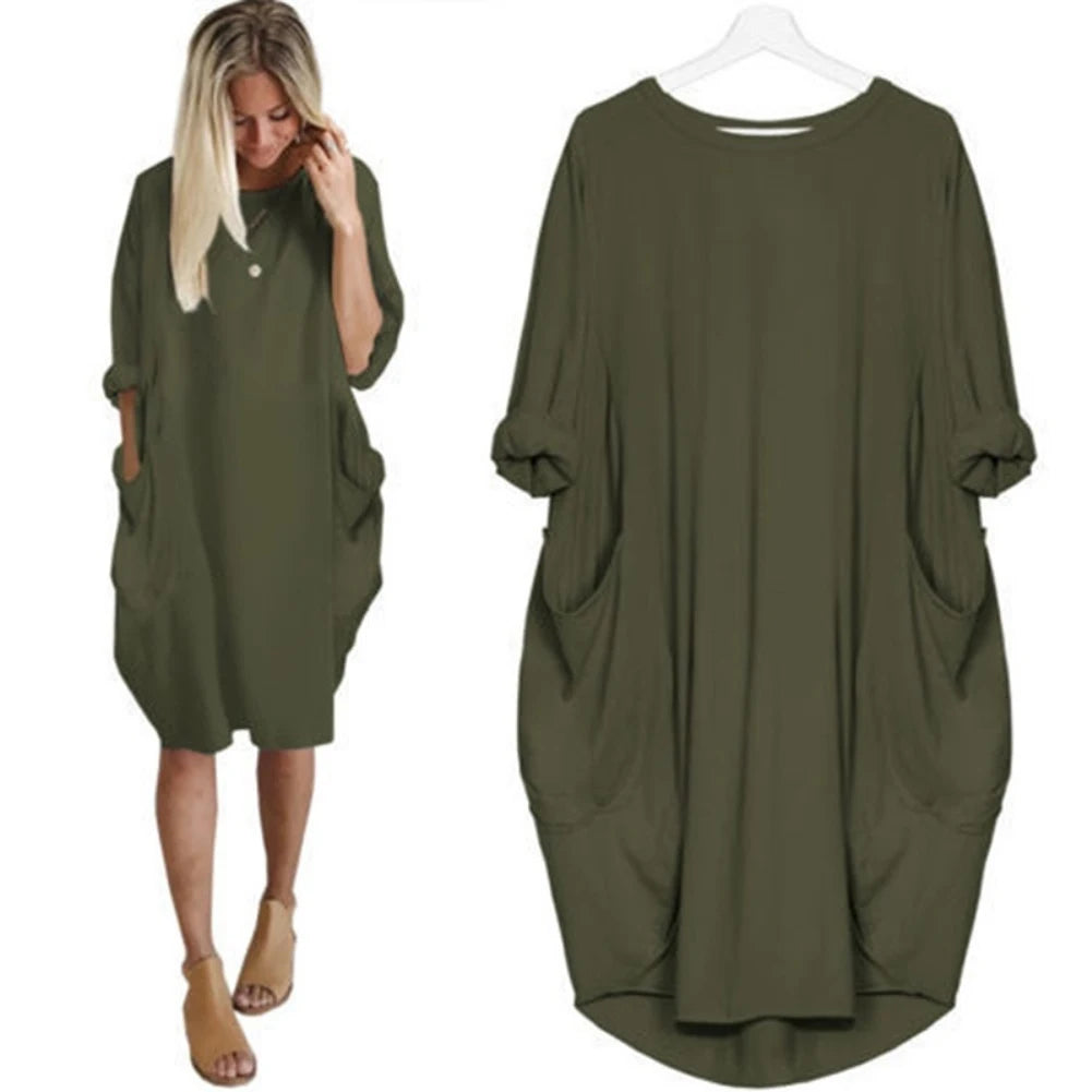 Women's Loose Long Sleeved Casual Dress. S-2X