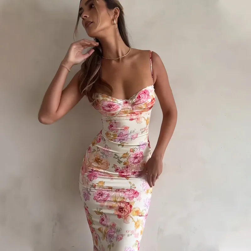 2025 Posh Summer Dress Sleeveless Slim Fit Long Sexy Backless Camisole Dress