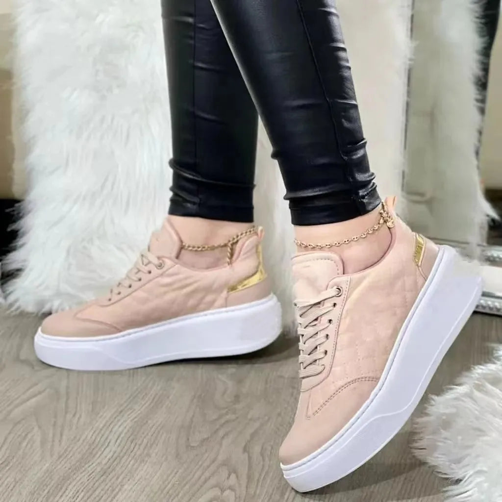 Woman Casual Comfortable Sneakers Round Toe Platform Lace Up Female Vulcanized Shoe/Loafer