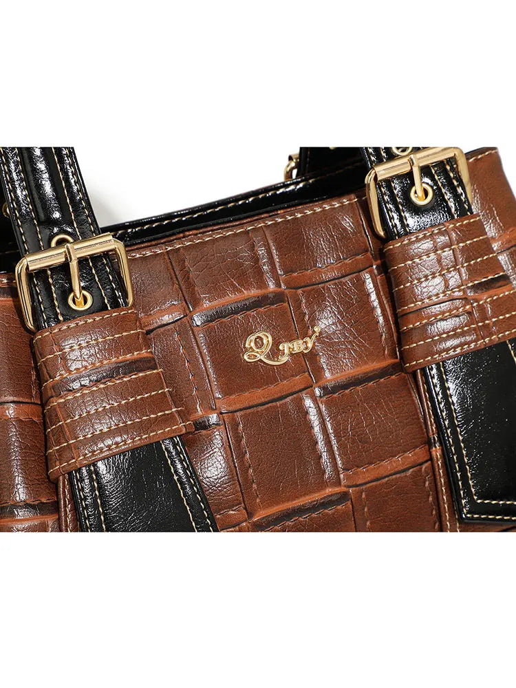 Luxe Designer Leather Handbag Set - Large Capacity Top Handle Purse with Crossbody Strap & Matching Wallet.