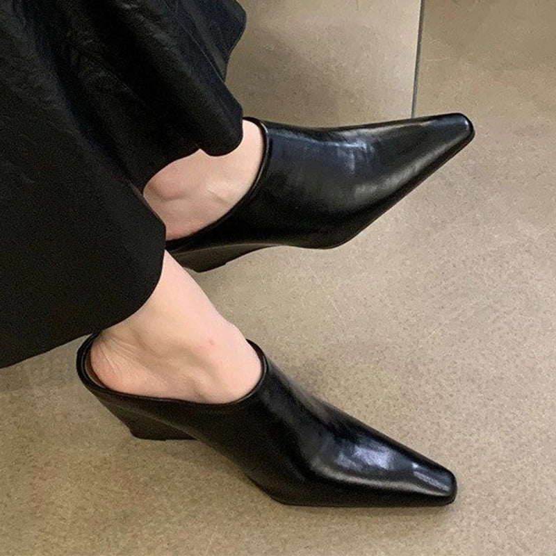 Quality Women Platform Wedges Pointed Toe Shoe Summer Designer 2025 Sexy Mule/Sandal. Mujer
