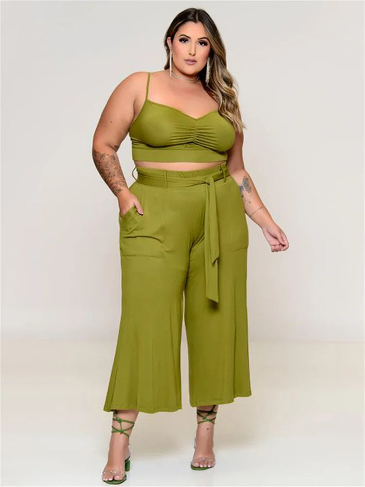 Plus Size 3 Piece Solid Matching Versatile Suit.