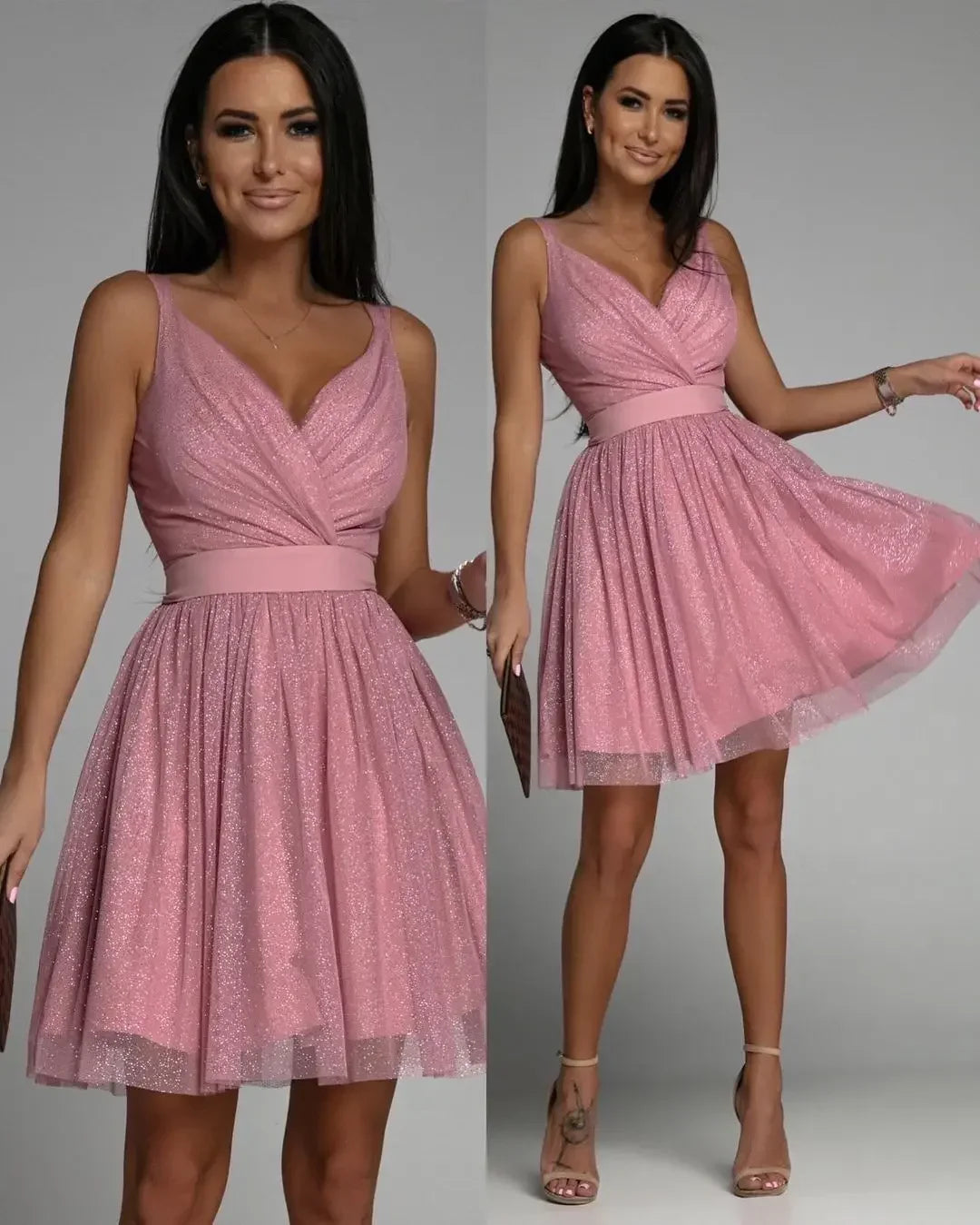 Beautiful Dress Women Sexy Mesh Hanging Neck Fairy Backless Mini Dress for Women. S-XL