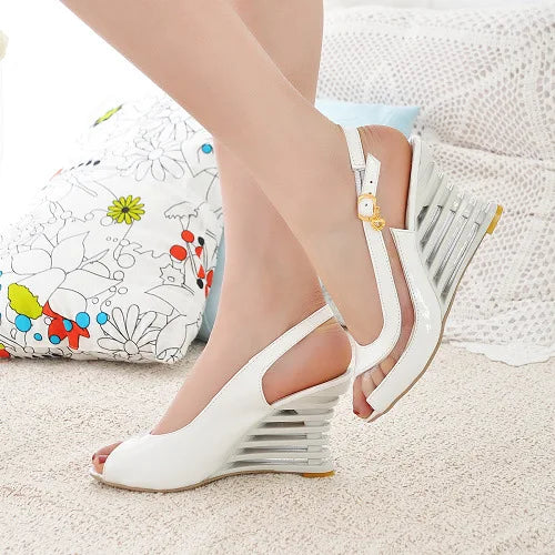 New Women Heel Sandals Buckle Open Toe High Wedge Summer Sexy Women Shoe