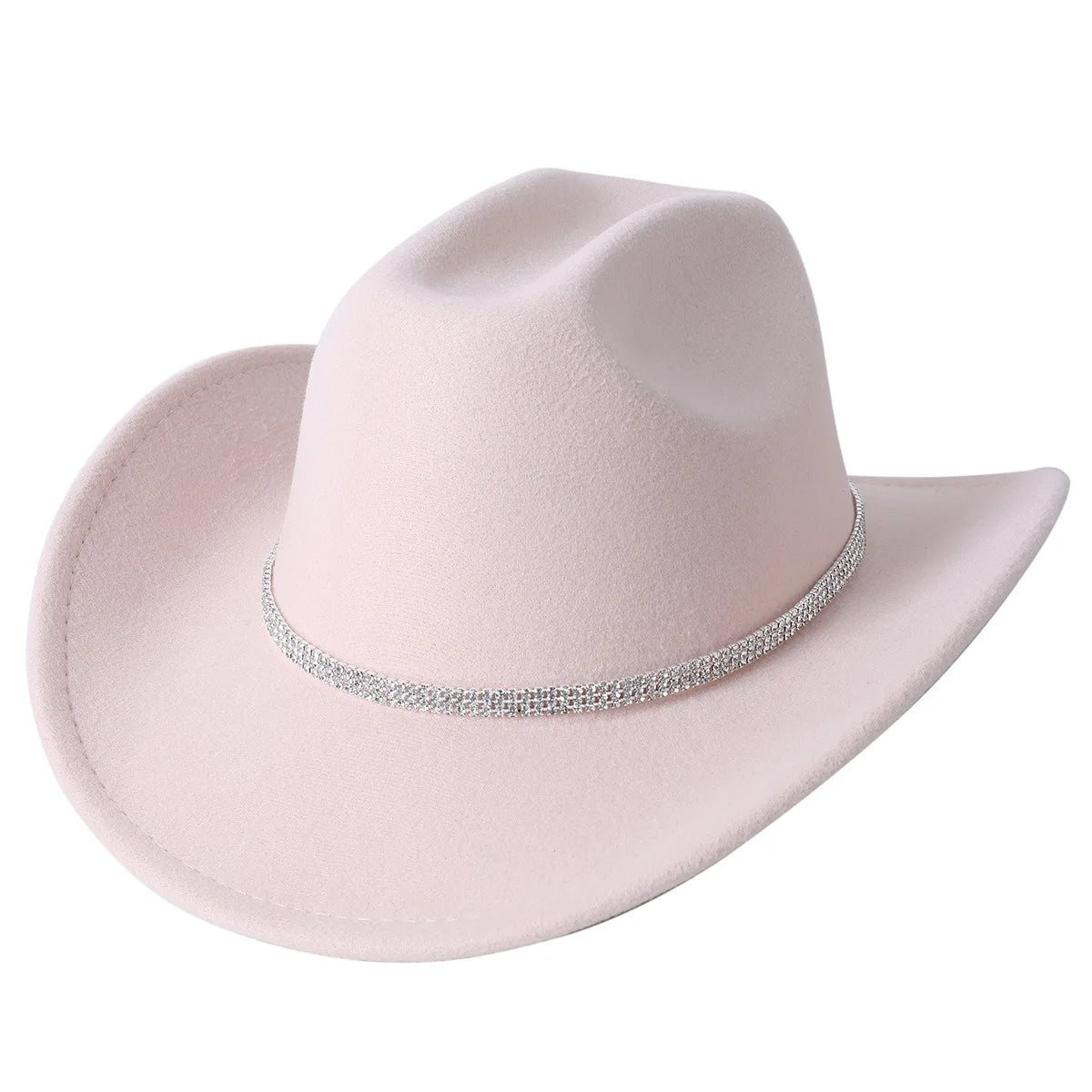 Fashion Rhinestone Cowboy Hat for Women Shape able Wide Brim - Felt Western Cowgirl Hats