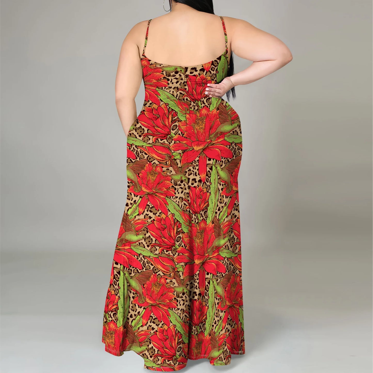 Plus Size Print Maxi Dress .