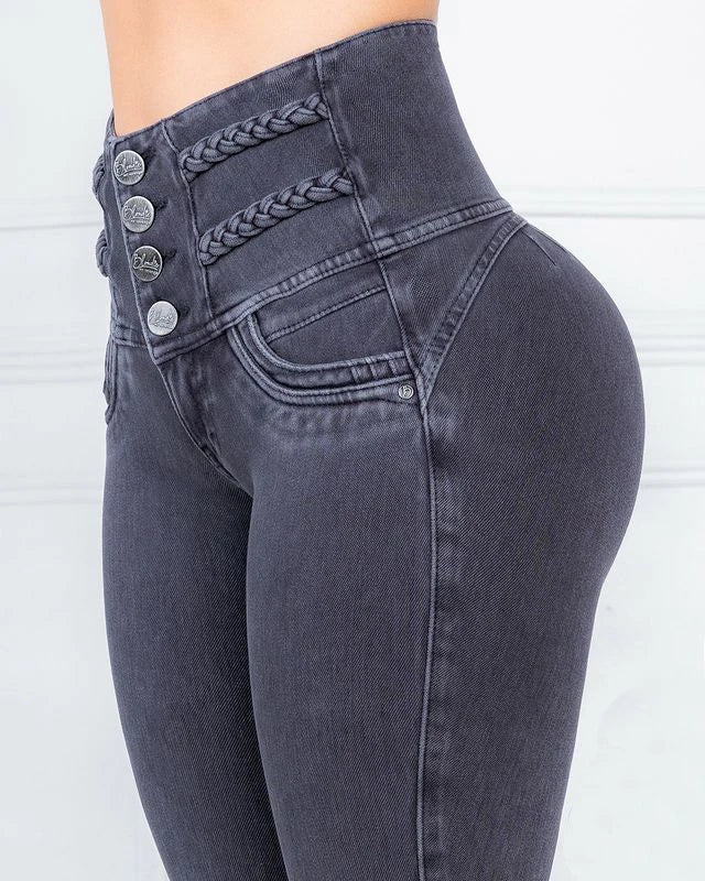 Skinny Stretch Jeans Gray and Blue Denim Sexy Trendy High Waist . Sz S-4x