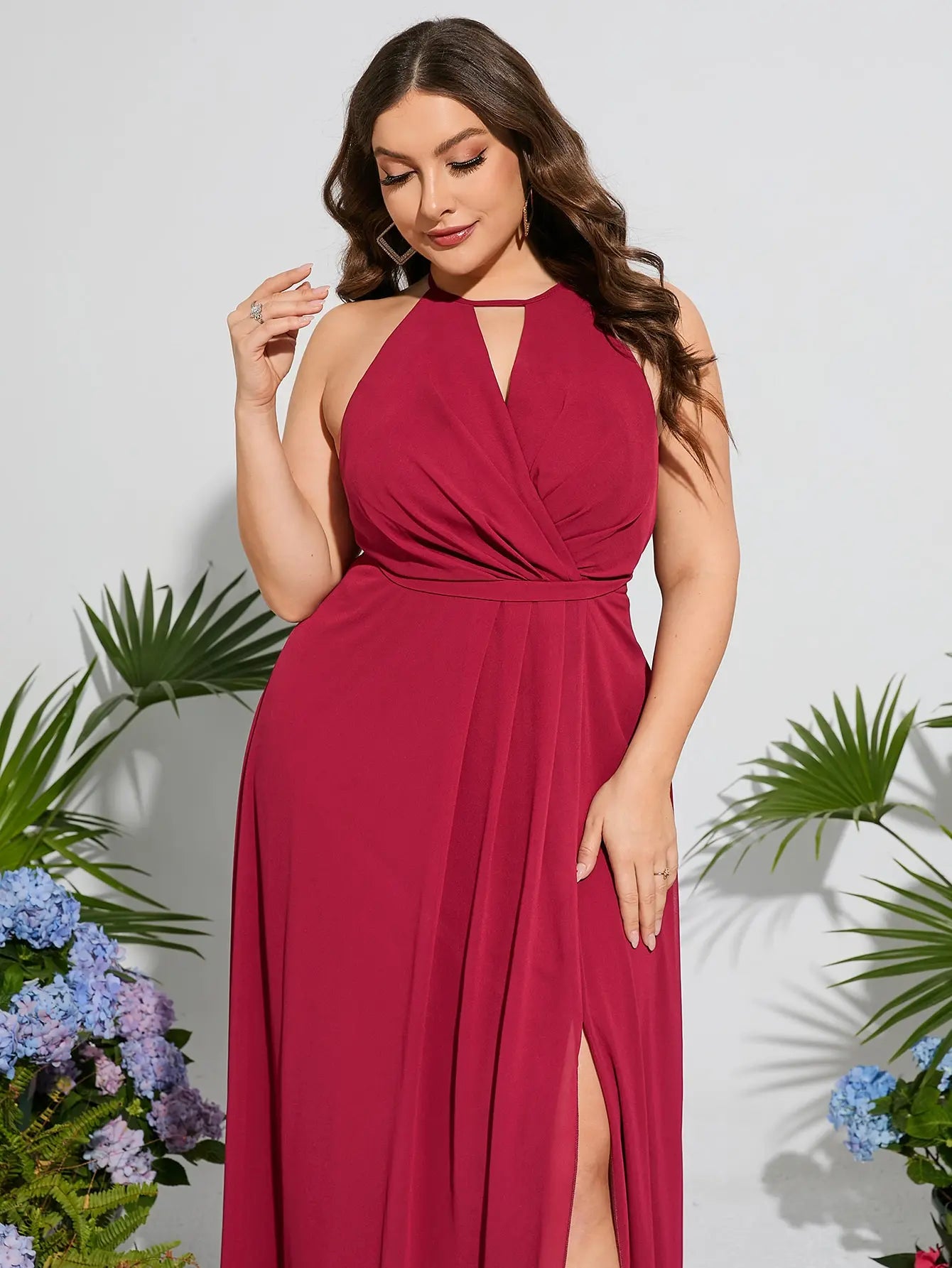 Plus Size Sexy Cross Back Maxi Dress Women's Evening Gown.