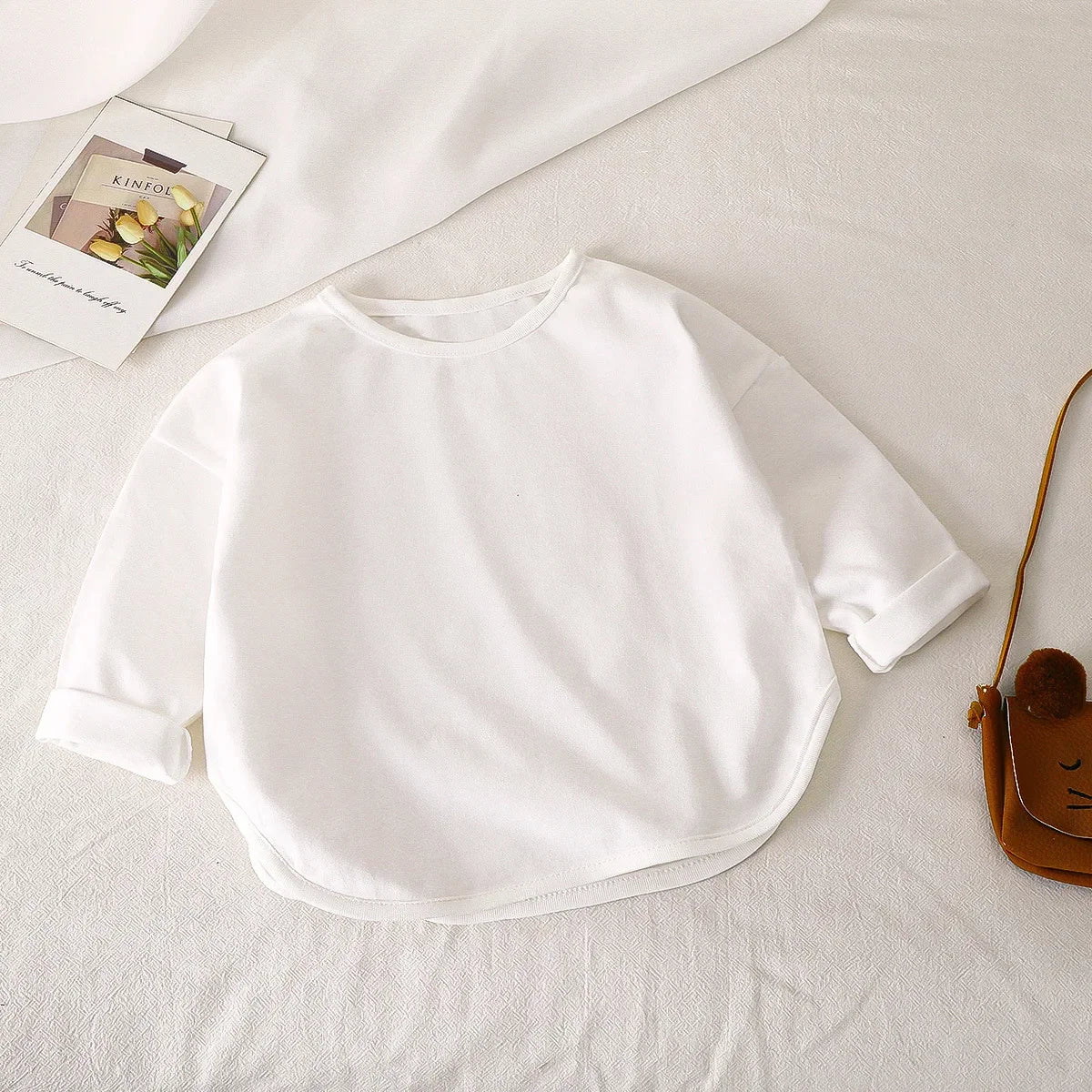 Autumn Boy Girl Baby O-neck Solid Bottoming Shirt Children Simple Casual Long Sleeves T-shirt Kid Cotton Tops Infant Unique Tees
