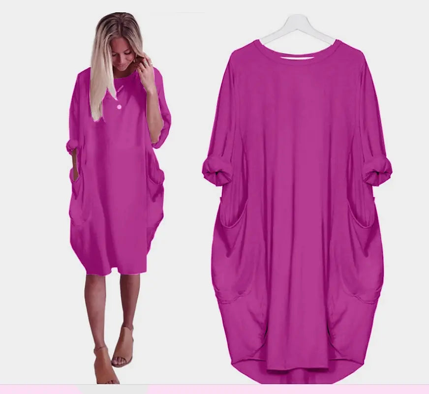 Women's Loose Long Sleeved Casual Dress. S-2X