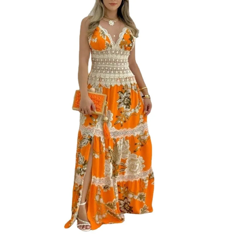 New Arrival Spring Summer New Long Lace Stitching Sexy Evening/Casual Dress