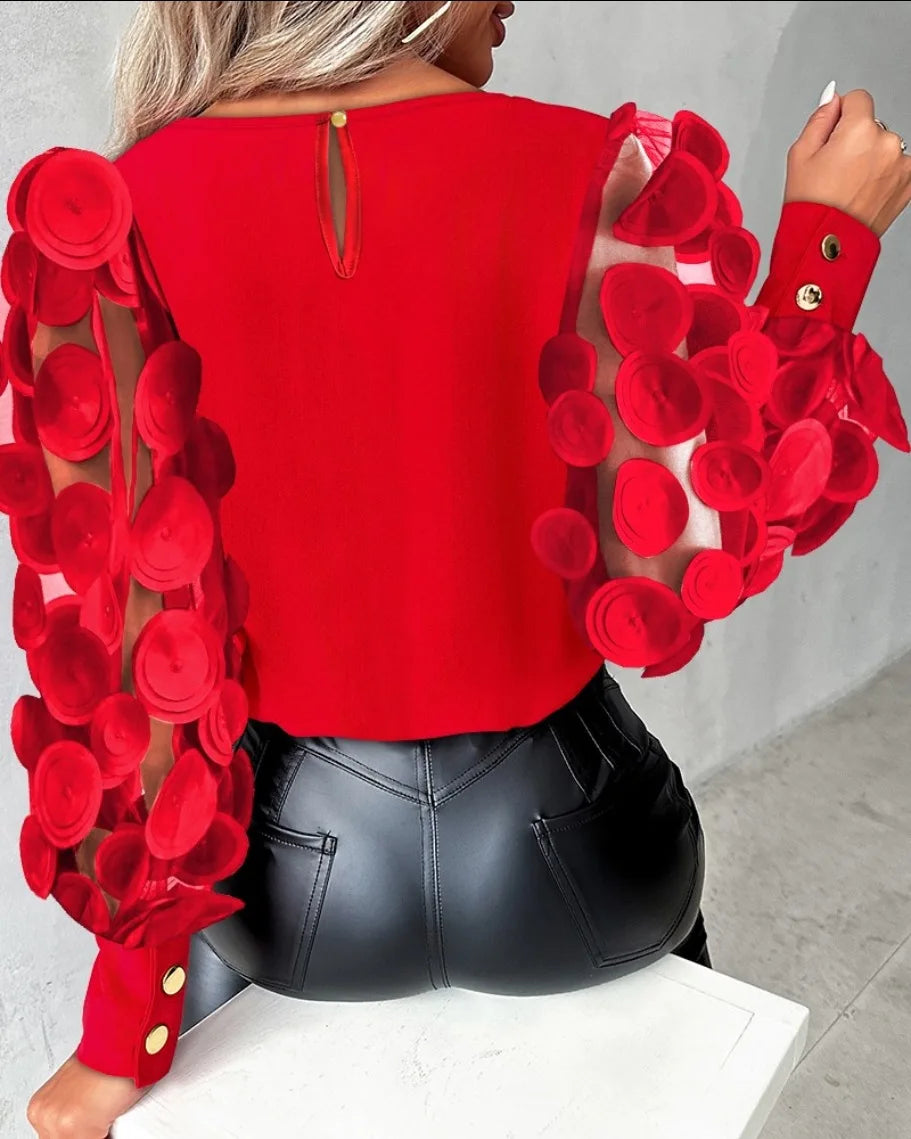 Long Sleeve Ladies Elegant Blouse. S-2x
