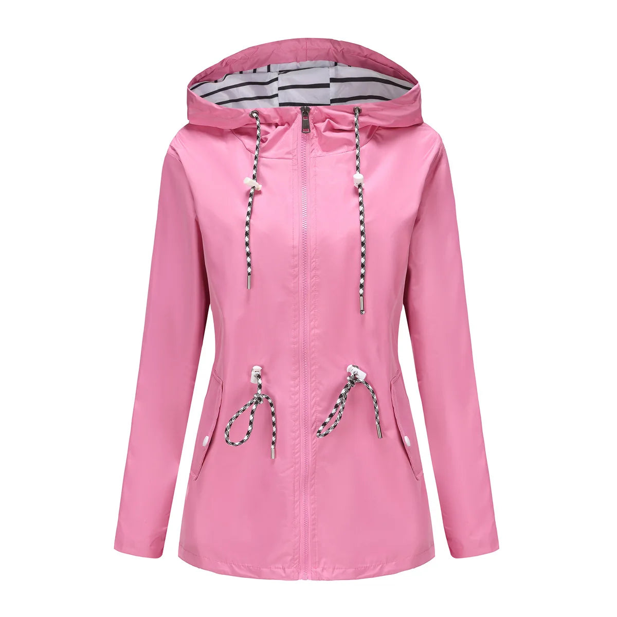 New long-sleeved waterproof long windbreaker, women's hooded raincoat. S-3X