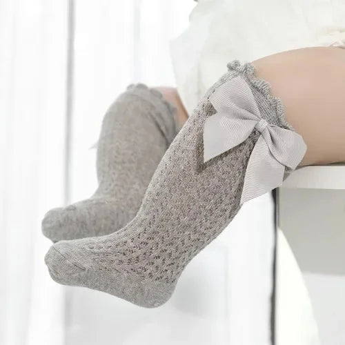 0-24Month Baby Girl Socks Toddler Bow Cotton Lace Baby Knee Socks Newborn Infant Baby Princess Long Socks 2025