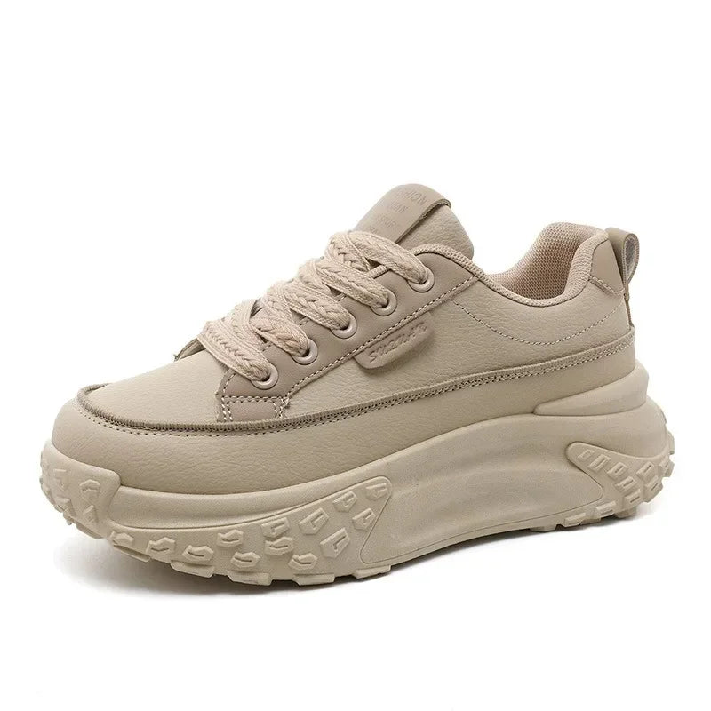 Women Platform Adds Height and very comfortable ,Anti-slip Wear-resistant Leather Casual Sports Shoe