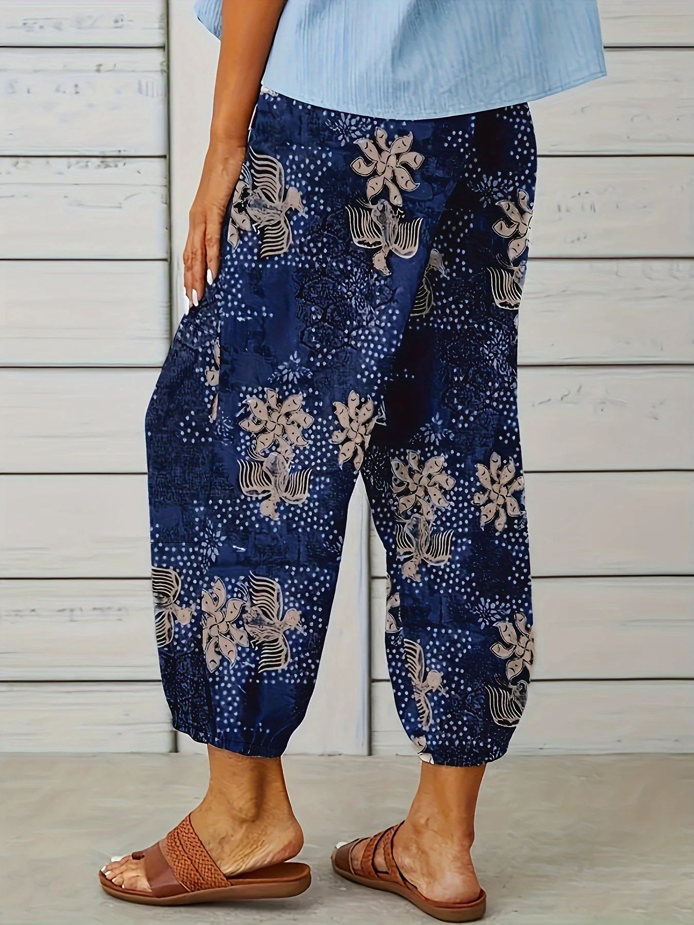 Women's Oversized Woven Casual Pants Comfortable Loose Fit High Waist Straight Leg Trousers.