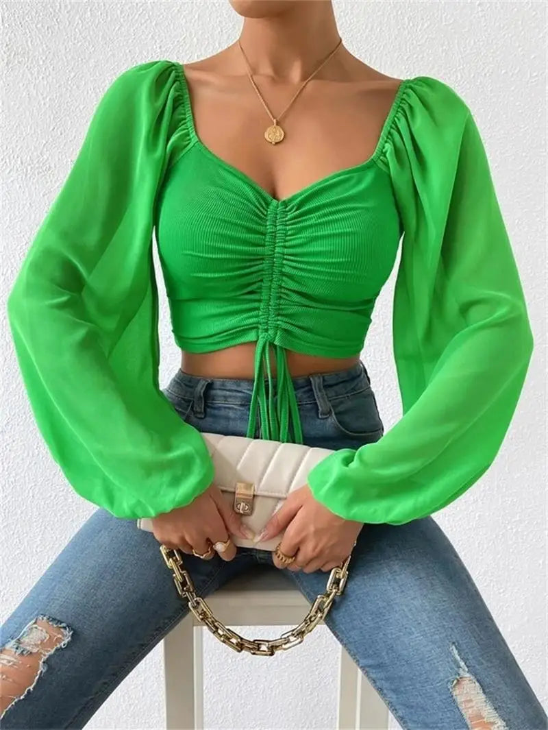 Ladies Posh Summer Shirt Very Flattering Sexy And Casual With Drawstring Crop Top. S-3x