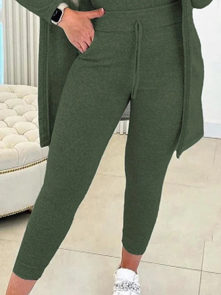 Fall Three Piece Set 2025 Casual Tank Top & Drawstring Pants Set & Coat Matching 3 Pieces Sport Wear. S-2X