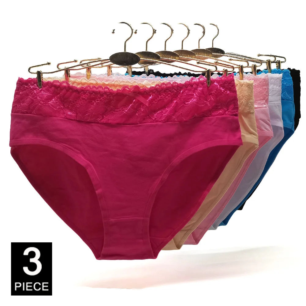 Curvy Size High Waist Cotton Under Wear 3 Piece.