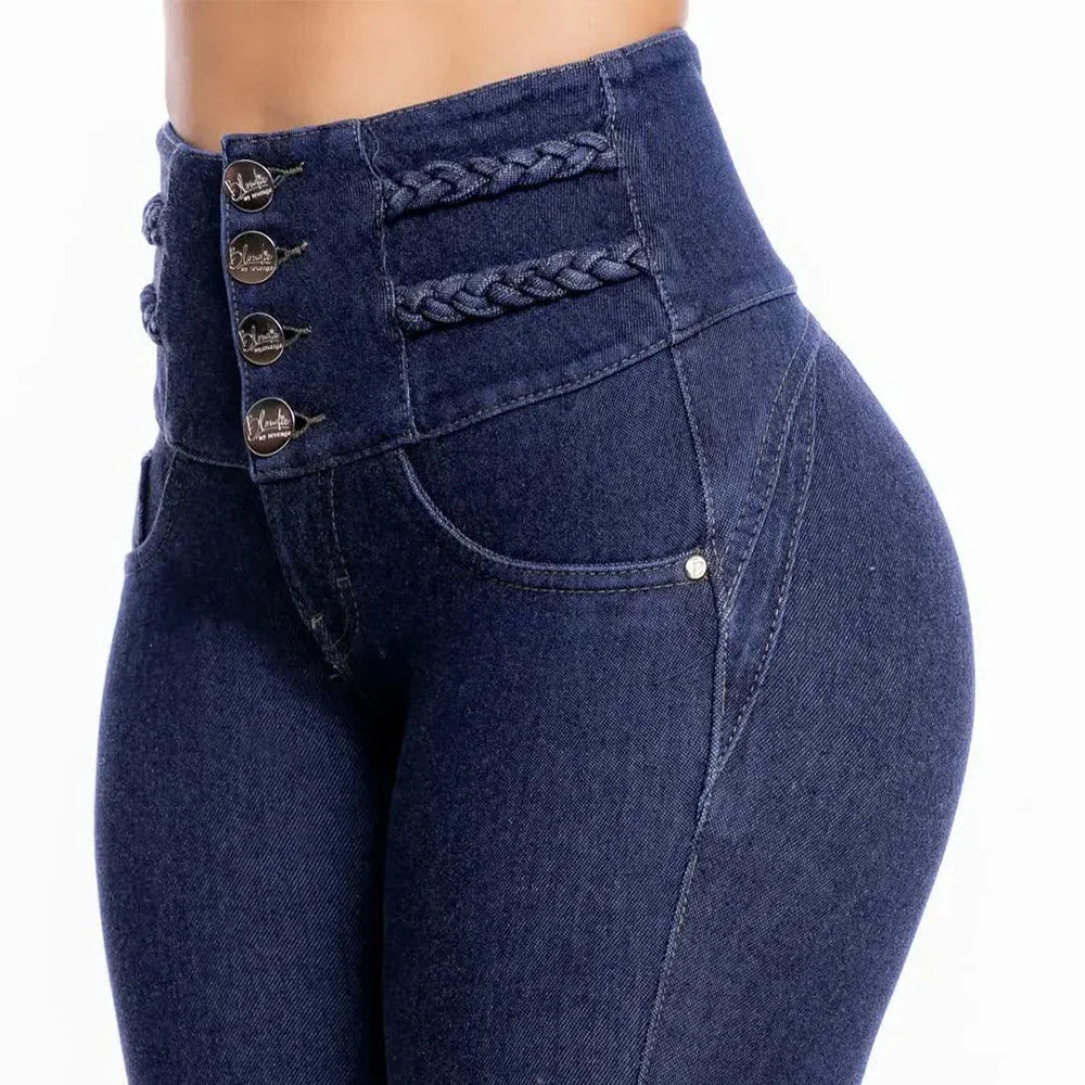 Skinny Stretch Jeans Gray and Blue Denim Sexy Trendy High Waist . Sz S-4x