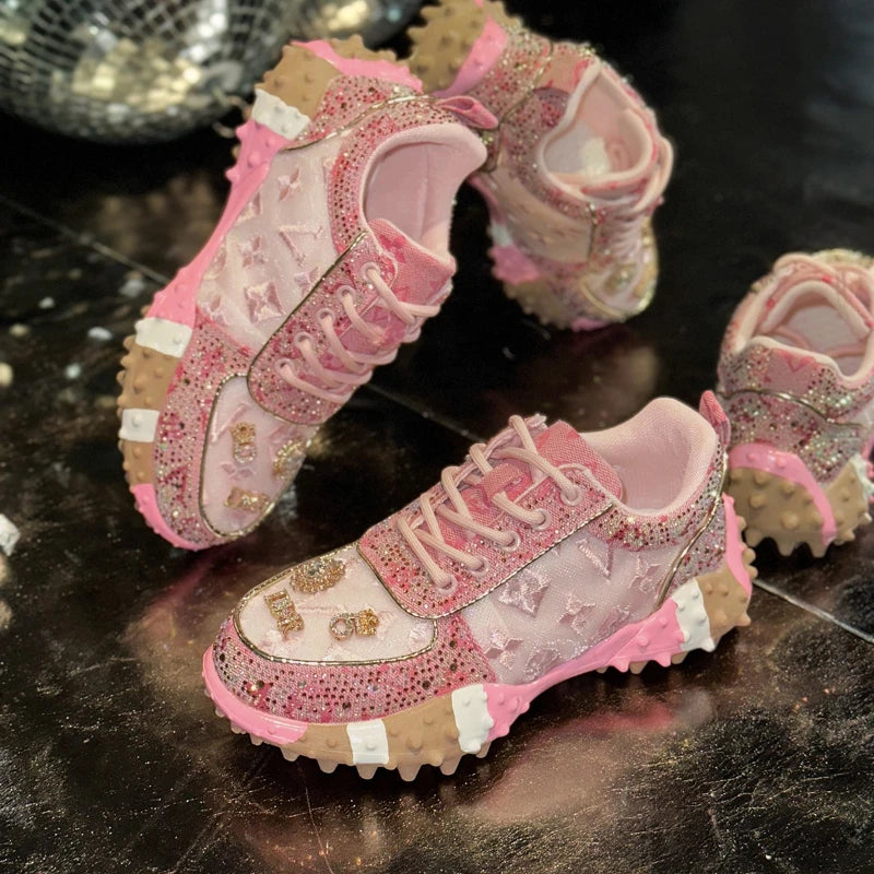 Women's Casual Sneakers Fashion Luxury Rhinestone Ladies Shoes 2025 New Outdoor Platform Female Sports Shoes Zapatos Mujer