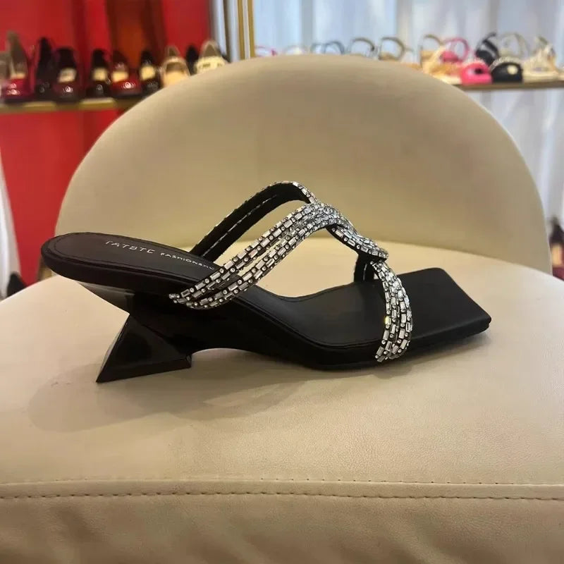 Women's Fashion Square Toe Rhinestone Sandal