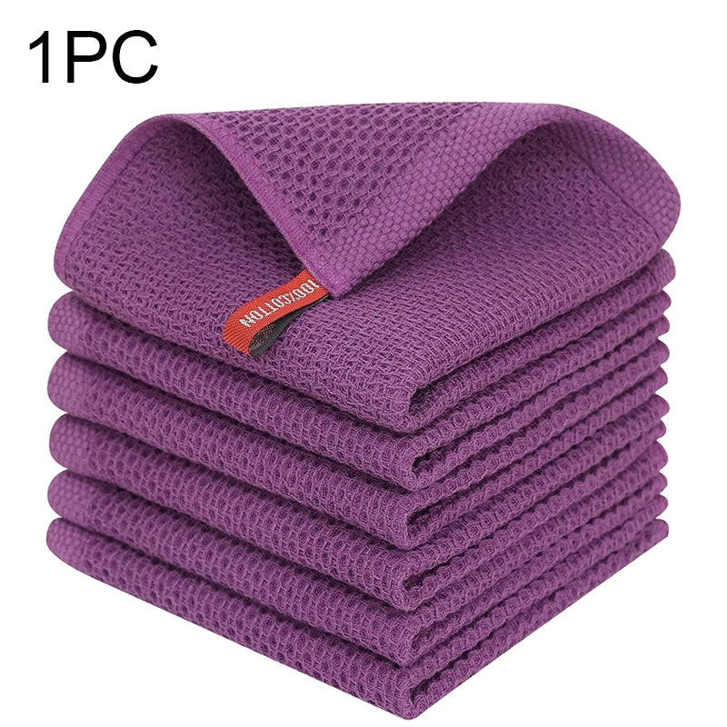 Cotton Rag Honeycomb Grid Dishcloth Towel Soft Absorbent Breathable Quick-drying Dish Cloth Hand Towels For Kitchen Cleaning